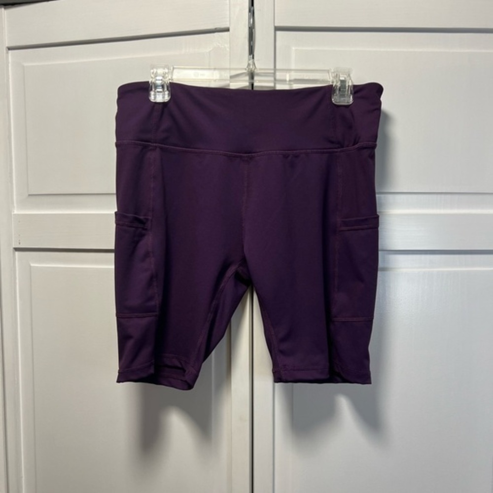 Baleaf Women’s XL High Waisted Purple Biker Shorts